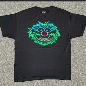 Vtg 2000s The Muppets Animal Neon Graphic T-Shirt M Disney Skater Streetwear
